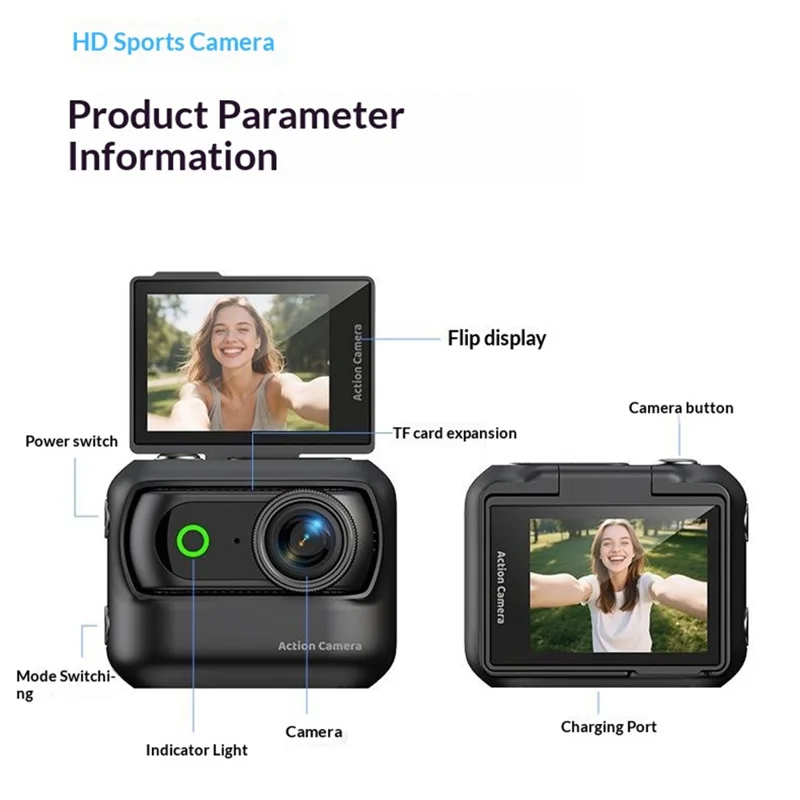 LK018 WiFi Mini Action Camera Thumb Size HD Sports Camera for Vlog Recording (without Memory Card) - Black