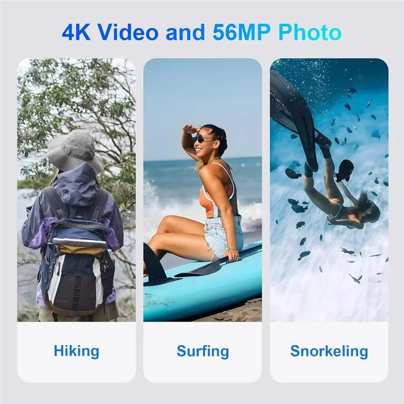 VP006 33ft Waterproof Camera with 2 Batteries 4K UHD 56MP 2.8 + 1.4 Inch Dual Screen Underwater Digital Camera - Blue