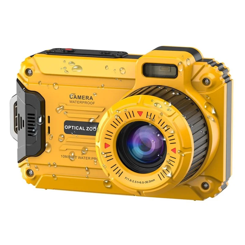 WP10 2.8inch 4K Digital Camera 48MP 6X Optical Zoom 10m Waterproof Camera for Underwater Diving - Yellow