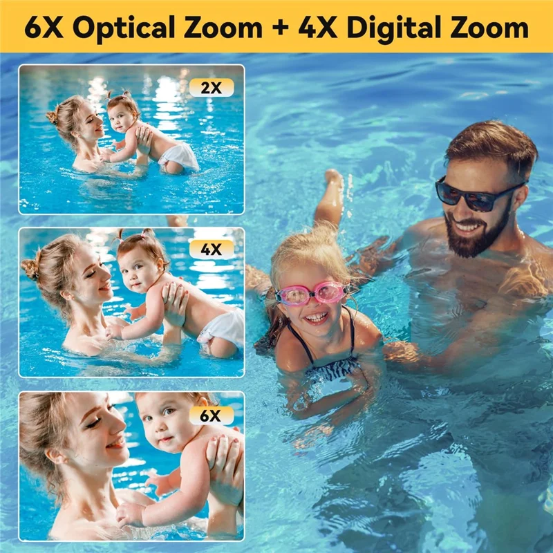WP10 2.8inch 4K Digital Camera 48MP 6X Optical Zoom 10m Waterproof Camera for Underwater Diving - Yellow