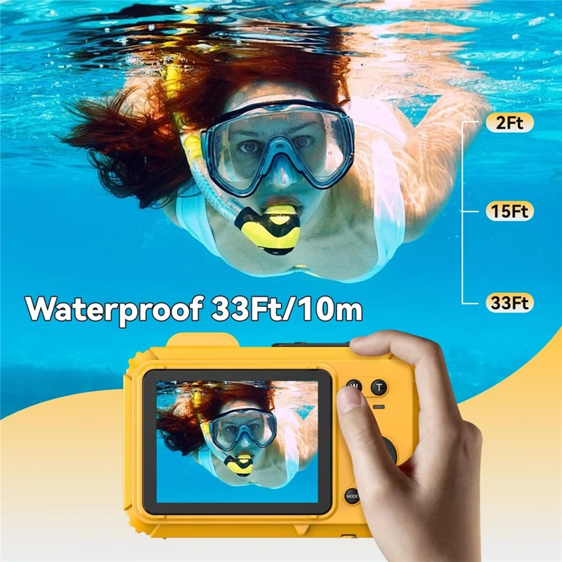 WP10 2.8inch 4K Digital Camera 48MP 6X Optical Zoom 10m Waterproof Camera for Underwater Diving - Yellow