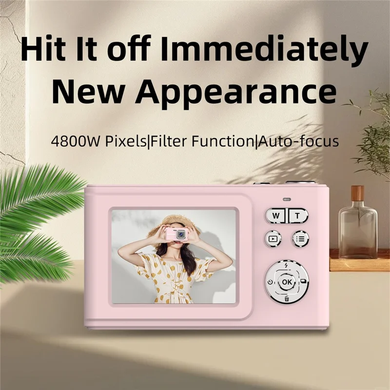 X1 48MP Digital Camera 2.4 Inch LCD Screen 5X Zoom Video Recorder for Vlogging Photography - Black