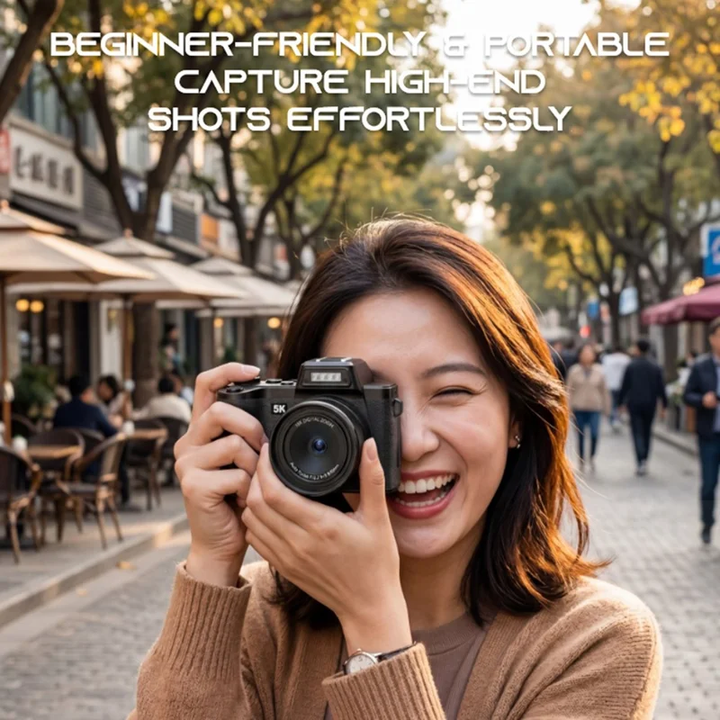 D75 2.83 Inch Digital Camera 5K Video 18X Zoom Flip Screen LED Flash WiFi High Definition Shooting Camera for Photography