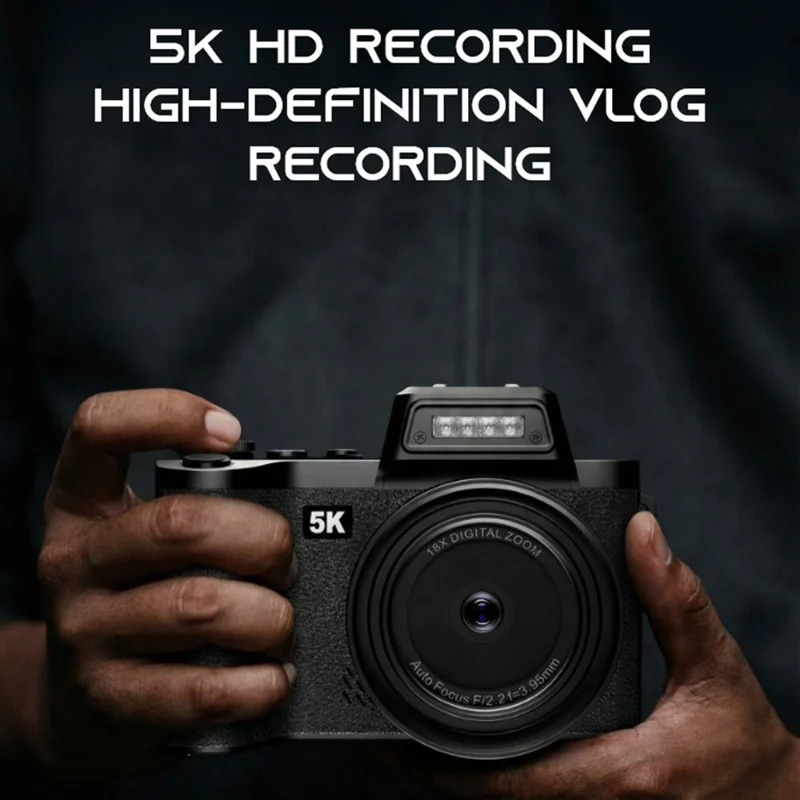 D75 2.83 Inch Digital Camera 5K Video 18X Zoom Flip Screen LED Flash WiFi High Definition Shooting Camera for Photography