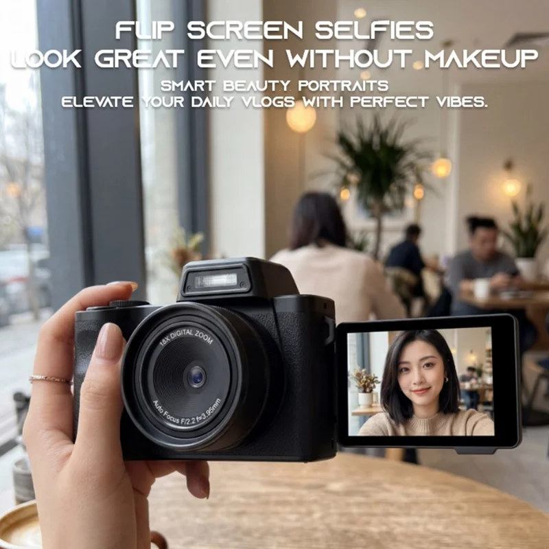 D75 2.83 Inch Digital Camera 5K Video 18X Zoom Flip Screen LED Flash WiFi High Definition Shooting Camera for Photography