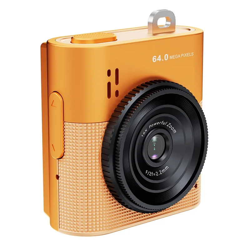 S5 Mini Camera 64MP 16x Digital Zoom 1.4" IPS Screen Type-C Portable Thumb Camera for Photography Video Recording - Orange