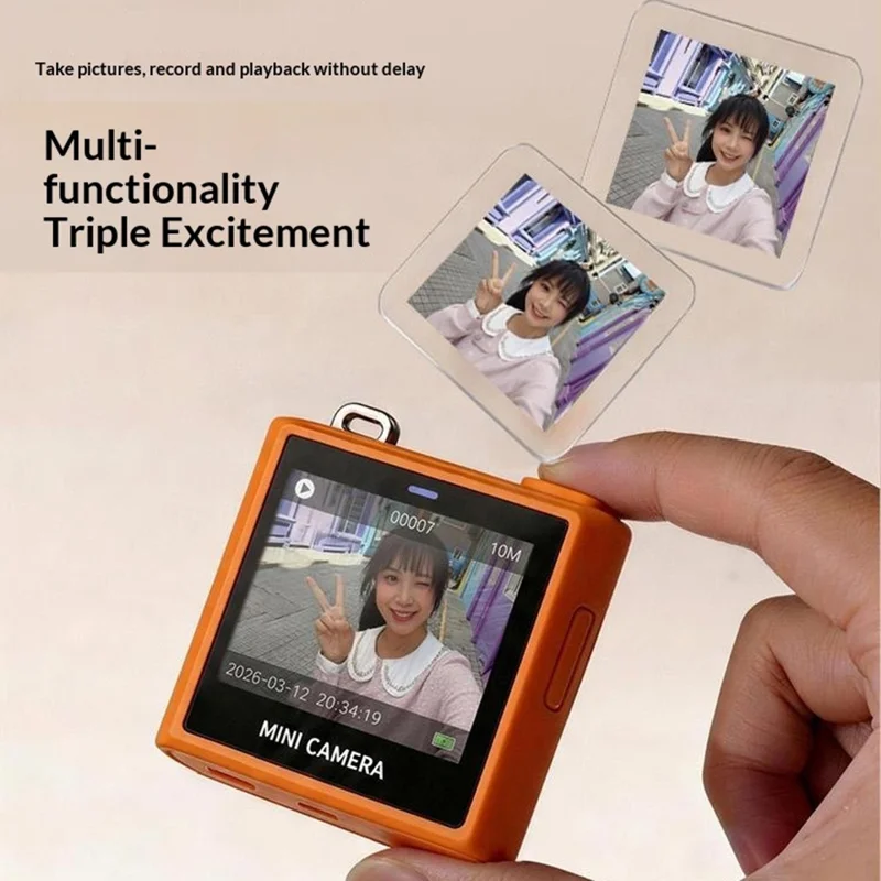 S5 Mini Camera 64MP 16x Digital Zoom 1.4" IPS Screen Type-C Portable Thumb Camera for Photography Video Recording - Orange