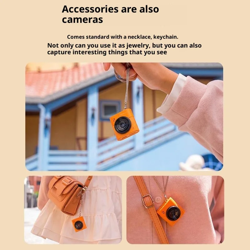 S5 Mini Camera 64MP 16x Digital Zoom 1.4" IPS Screen Type-C Portable Thumb Camera for Photography Video Recording - Orange