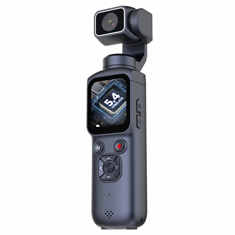 HJD-05 4K Vlog Camera with 3-Axis Gimbal Stabilizer AI Face Tracking Dual Lens 1.72 Inch Touch Screen WiFi Action Camera - Black
