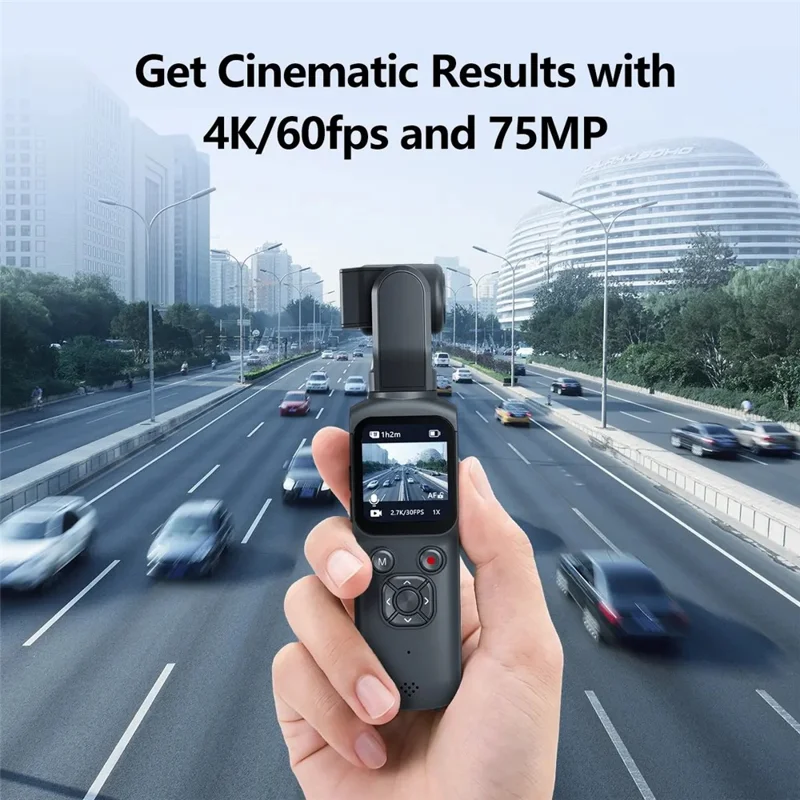 HJD-05 4K Vlog Camera with 3-Axis Gimbal Stabilizer AI Face Tracking Dual Lens 1.72 Inch Touch Screen WiFi Action Camera - Black