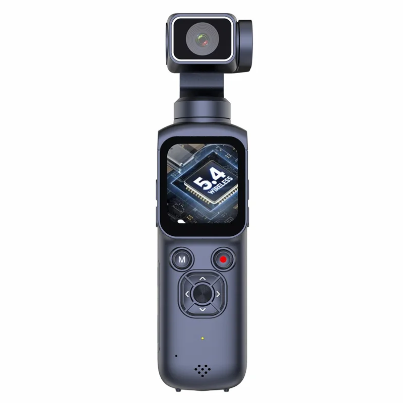 HJD-05 4K Vlog Camera with 3-Axis Gimbal Stabilizer AI Face Tracking Dual Lens 1.72 Inch Touch Screen WiFi Action Camera - Black