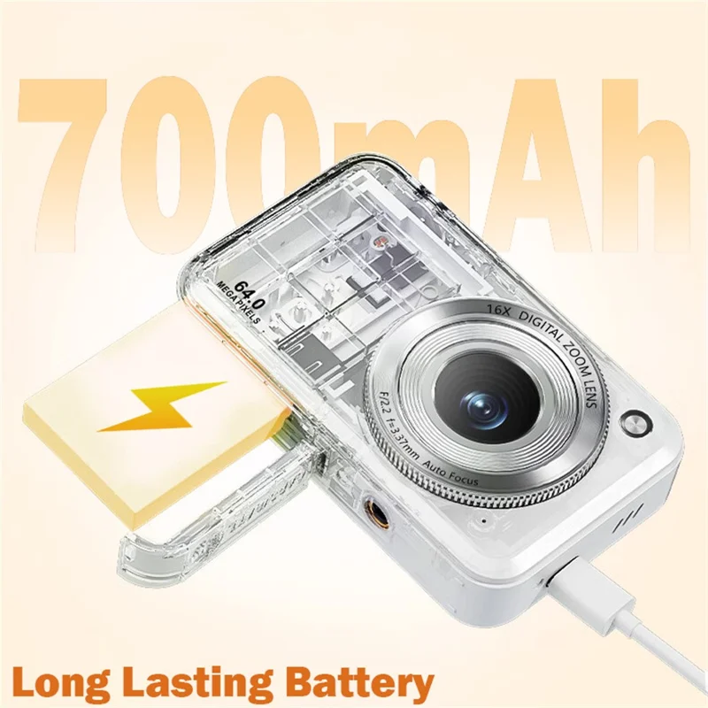 DC317L 4K Digital Camera 64MP Dual Lens 16X Zoom 2.8 Inch Display LED Flash Auto Focus High Definition Shooting Camera - Black