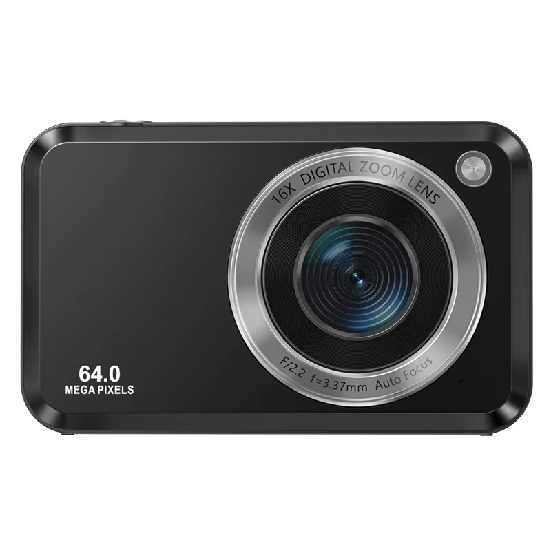 DC317L 4K Digital Camera 64MP Dual Lens 16X Zoom 2.8 Inch Display LED Flash Auto Focus High Definition Shooting Camera - Black