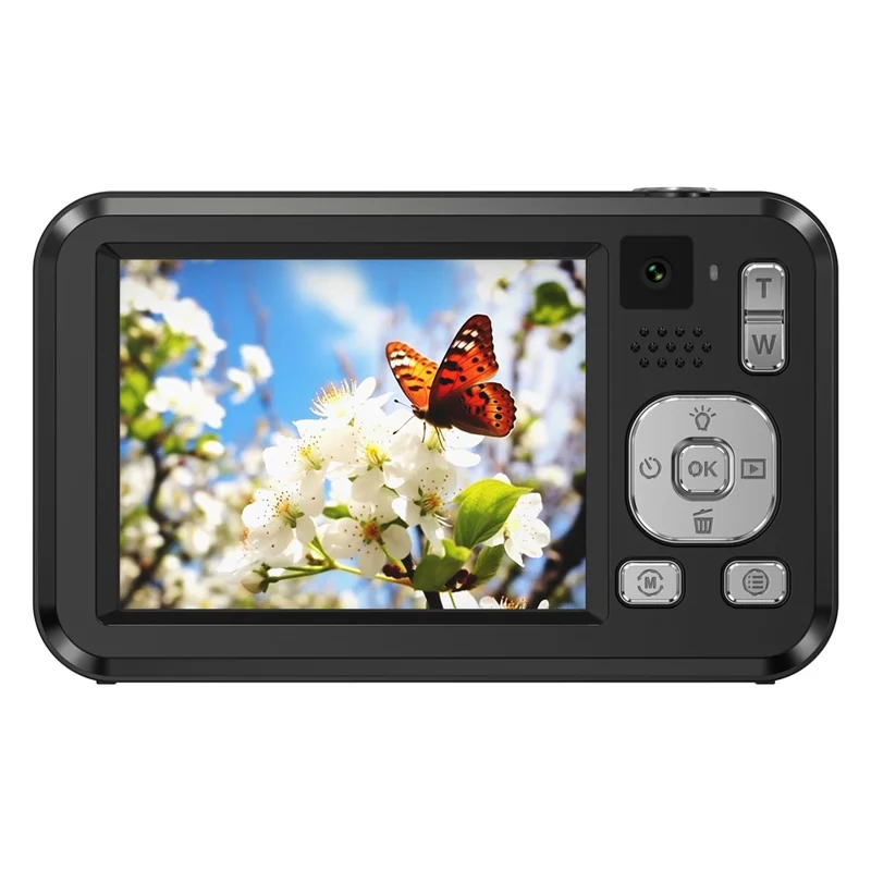 DC317L 4K Digital Camera 64MP Dual Lens 16X Zoom 2.8 Inch Display LED Flash Auto Focus High Definition Shooting Camera - Black