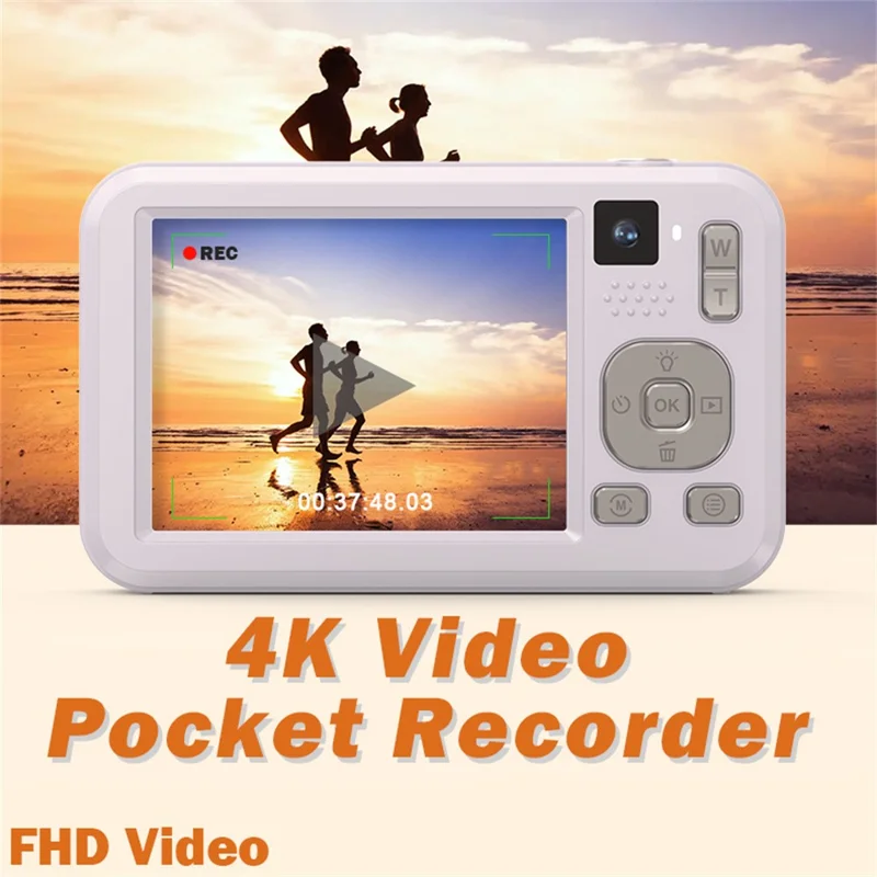 DC317L 4K Digital Camera 64MP Dual Lens 16X Zoom 2.8 Inch Display LED Flash Auto Focus High Definition Shooting Camera - Black