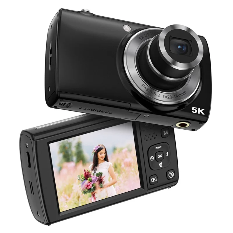 DC408X 5K Digitalkamera 2,8 tum IPS Touchscreen Dubbellins HD 64MP Högupplöst Bildkamera - Svart