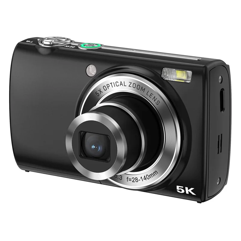 DC408X 5K Digitalkamera 2,8 tum IPS Touchscreen Dubbellins HD 64MP Högupplöst Bildkamera - Svart