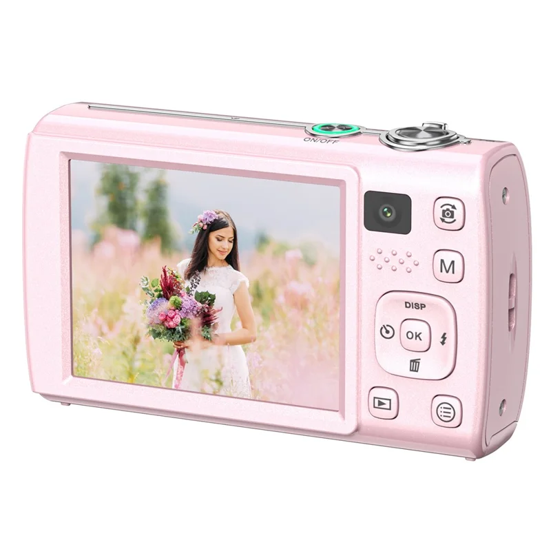 DC408X 5K Digital Camera 5X Optical Zoom Dual Lens 2.8 Inch Flip Touch Screen Autofocus Camera with LED Flash - Pink