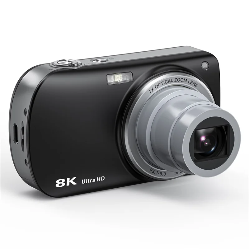 DC417X 8K Digitalkamera 50MP Fram 13MP Bak 7X Optisk Zoom Anti-Shake Högupplöst Bildkamera - Svart