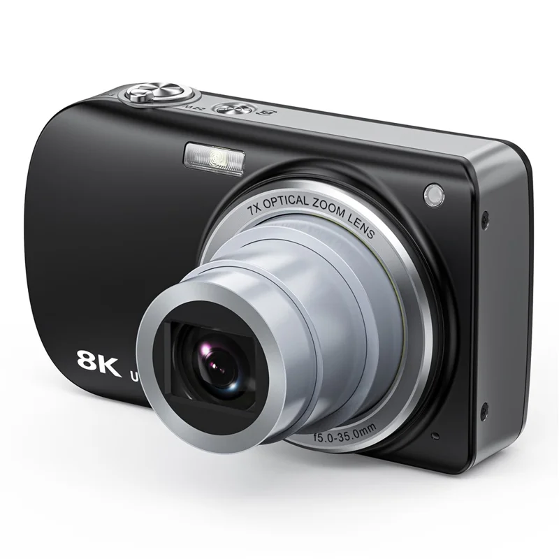 DC417X 8K Digitalkamera 50MP Fram 13MP Bak 7X Optisk Zoom Anti-Shake Högupplöst Bildkamera - Svart