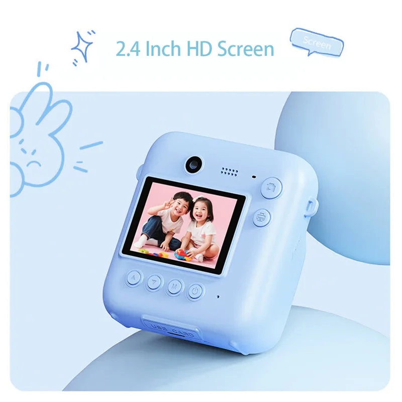 DC506 Kids Mini Instant Camera Dual Lens Front Rear 48MP Digital Instant Camera for Children Photography - Blue