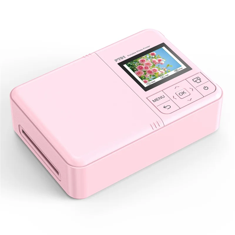 PT01 Tragbarer Farbfoto-Drucker 600DPI Farbe WiFi Tintenstrahl 2,0 Zoll IPS-Bildschirm Foto-Drucker