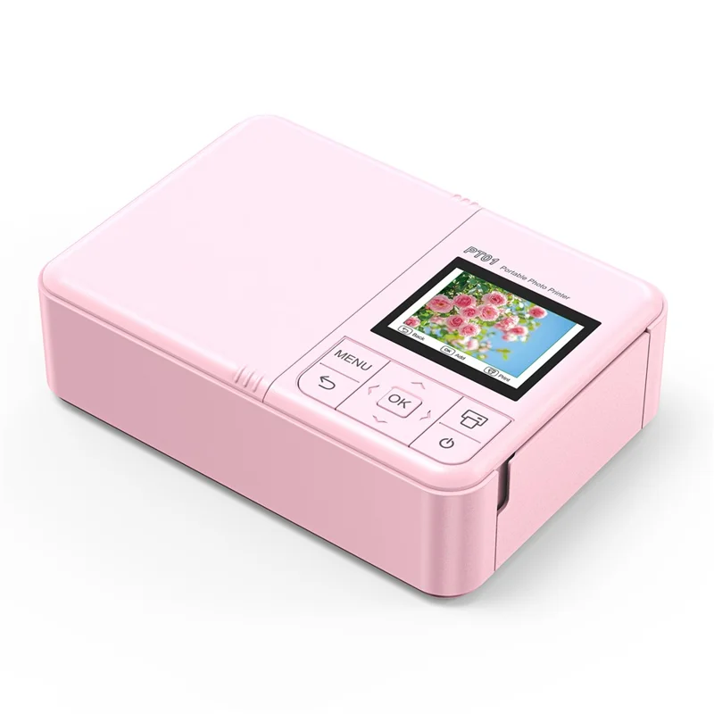 PT01 Tragbarer Farbfoto-Drucker 600DPI Farbe WiFi Tintenstrahl 2,0 Zoll IPS-Bildschirm Foto-Drucker