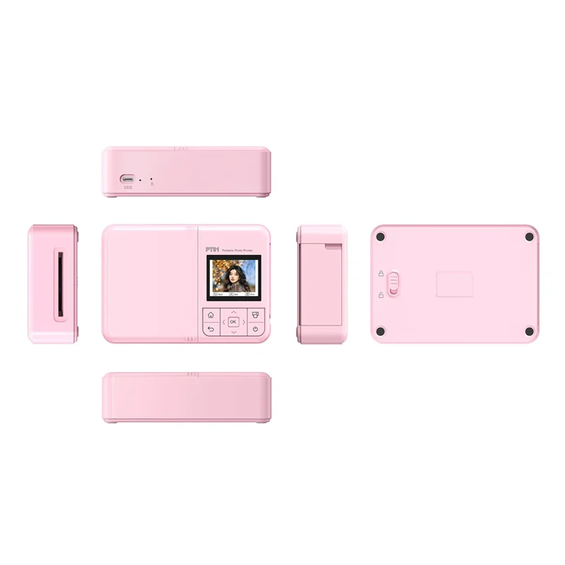 PT01 Tragbarer Farbfoto-Drucker 600DPI Farbe WiFi Tintenstrahl 2,0 Zoll IPS-Bildschirm Foto-Drucker