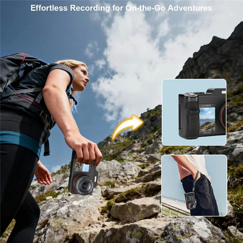 V03 3.5+2.0 Inch Dual Screen Digital Camera 80MP 5K Video 18X Zoom Autofocus Camera for Photography Vlog