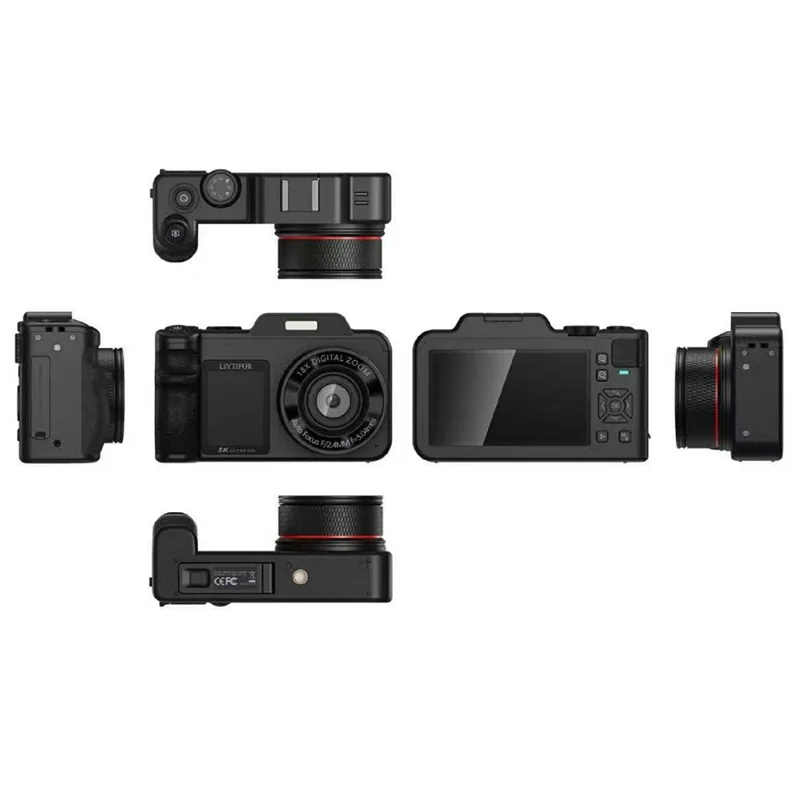 V03 3.5+2.0 Inch Dual Screen Digital Camera 80MP 5K Video 18X Zoom Autofocus Camera for Photography Vlog