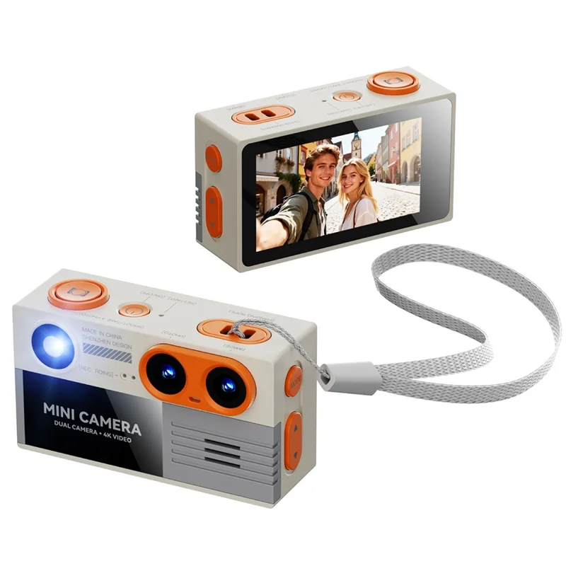 G9 Mini Thumb Camera Portable Dual Lens 4K HD Camera Student Digital Camera with 21 Shooting Filters - Orange