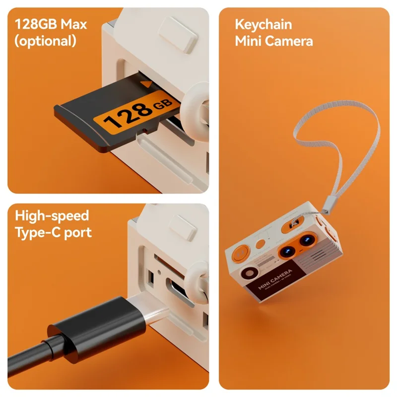 G9 Mini Thumb Camera Portable Dual Lens 4K HD Camera Student Digital Camera with 21 Shooting Filters - Orange