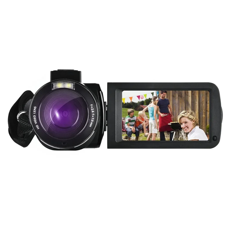 DV09 8K Digital Video Camera 96MP WiFi 3.0 Inch IPS Touchscreen 18X Zoom Camcorder for Vlog Photography - Black