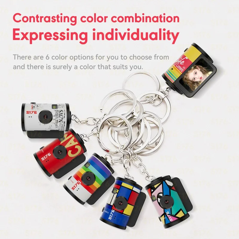 S176 Mini Thumb Camera 1.47 Inch IPS Screen 1080P HD Video Recording Portable Film Keychain Camera - White