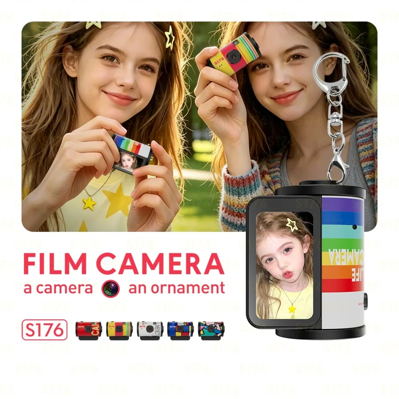 S176 Mini Thumb Camera 1.47 Inch IPS Screen 1080P HD Video Recording Portable Film Keychain Camera - White