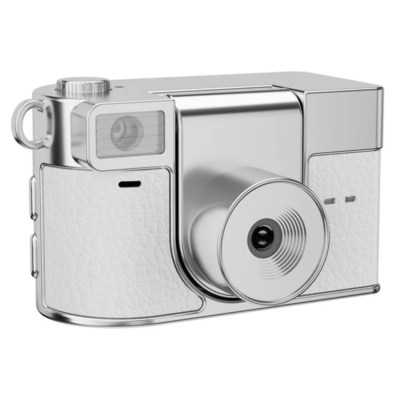 S157 2K Mini Life Camera 180 Degree Rotating Flip Screen LED Light Portable Digital Camera with Type-C Interface - White