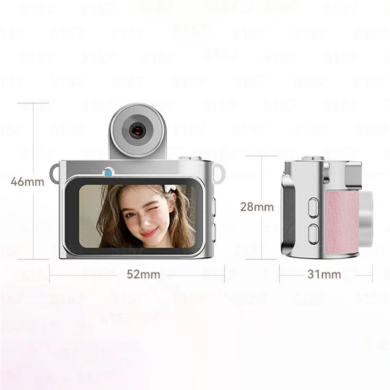 S157 2K Mini Life Camera 180 Degree Rotating Flip Screen LED Light Portable Digital Camera with Type-C Interface - White