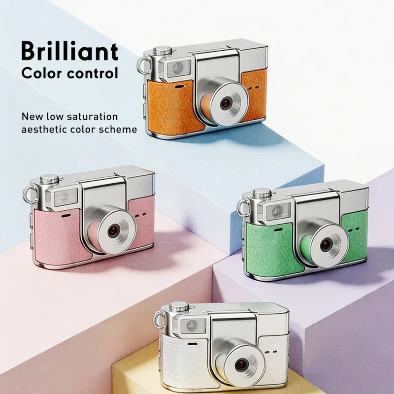 S157 2K Mini Life Camera 180 Degree Rotating Flip Screen LED Light Portable Digital Camera with Type-C Interface - White