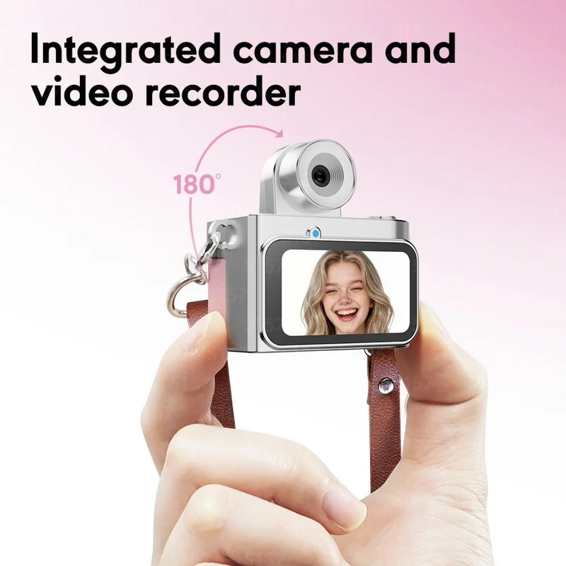 S157 2K Mini Life Camera 180 Degree Rotating Flip Screen LED Light Portable Digital Camera with Type-C Interface - White
