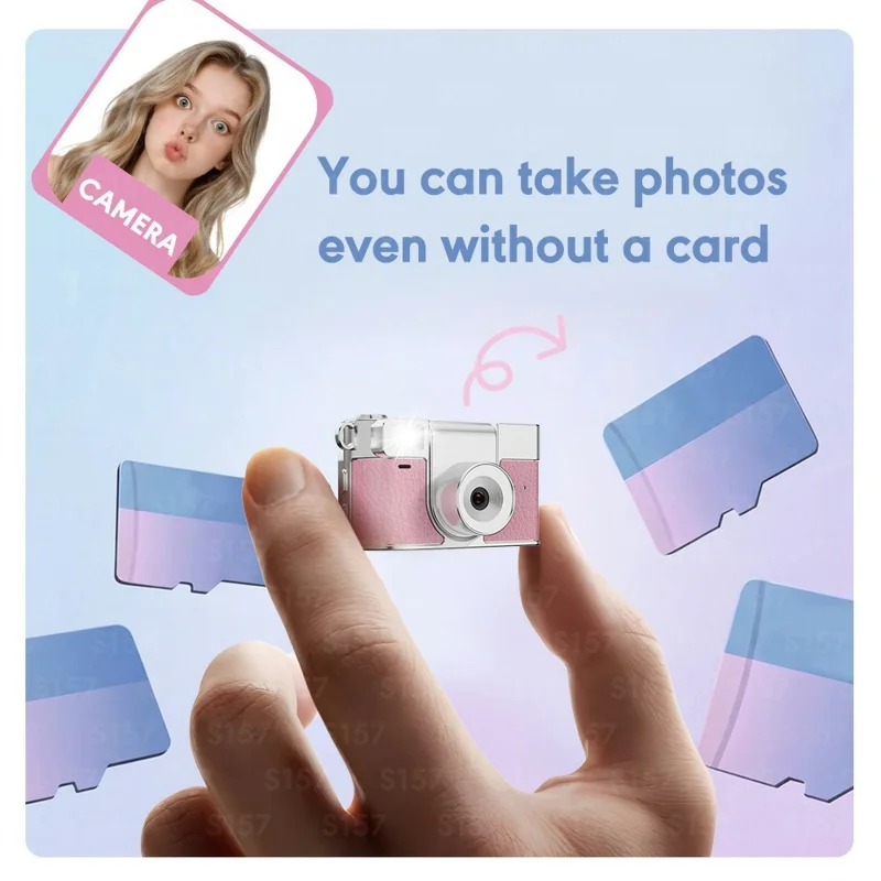 S157 2K Mini Life Camera 180 Degree Rotating Flip Screen LED Light Portable Digital Camera with Type-C Interface - White