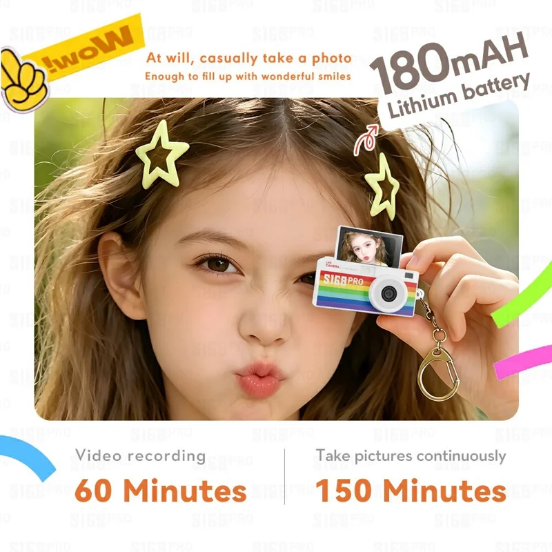 S168PRO Mini Camera 1080P HD Vintage CCD 1.47 Inch IPS Screen 180mAh Battery Portable Digital Camera for Students Gift - Yellow