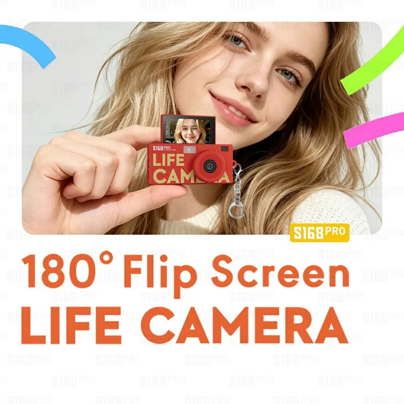 S168PRO Mini Camera 1080P HD Vintage CCD 1.47 Inch IPS Screen 180mAh Battery Portable Digital Camera for Students Gift - Yellow