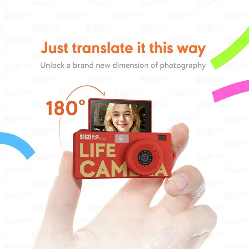 S168PRO Mini Camera 1080P HD Vintage CCD 1.47 Inch IPS Screen 180mAh Battery Portable Digital Camera for Students Gift - Yellow
