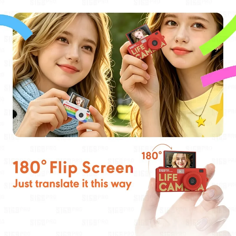 S168PRO Mini Camera 1080P HD Vintage CCD 1.47 Inch IPS Screen 180mAh Battery Portable Digital Camera for Students Gift - Yellow