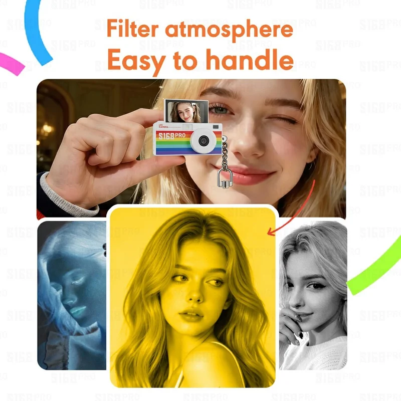 S168PRO Mini Camera 1080P HD Vintage CCD 1.47 Inch IPS Screen 180mAh Battery Portable Digital Camera for Students Gift - Yellow