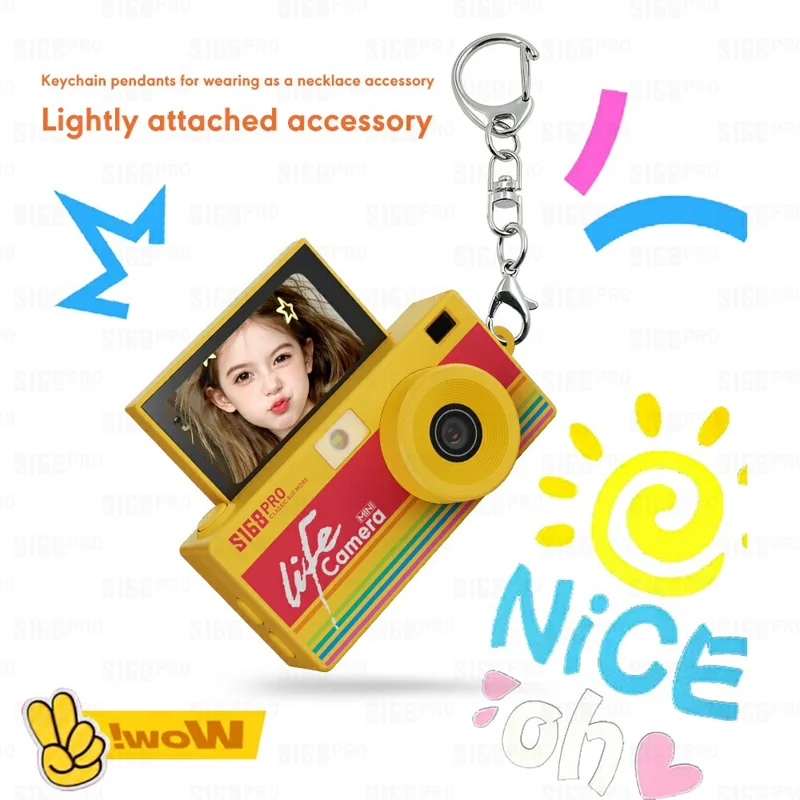 S168PRO Mini Camera 1080P HD Vintage CCD 1.47 Inch IPS Screen 180mAh Battery Portable Digital Camera for Students Gift - Yellow