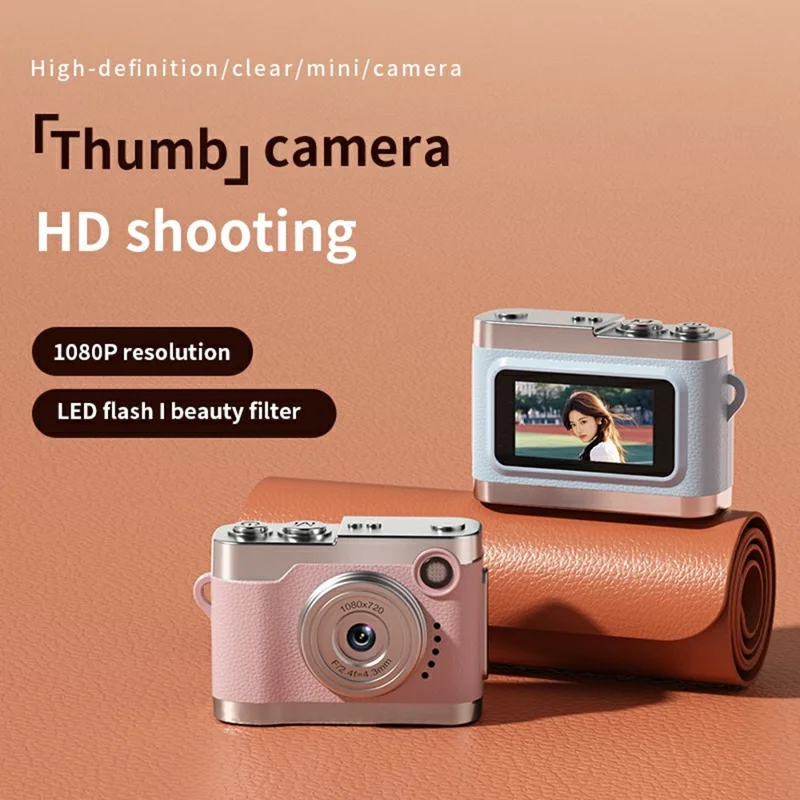M36 0.96 Inch Mini Thumb Camera LED Flash 1080P HD Digital Camcorder with Beauty Filter for Photography - Orange