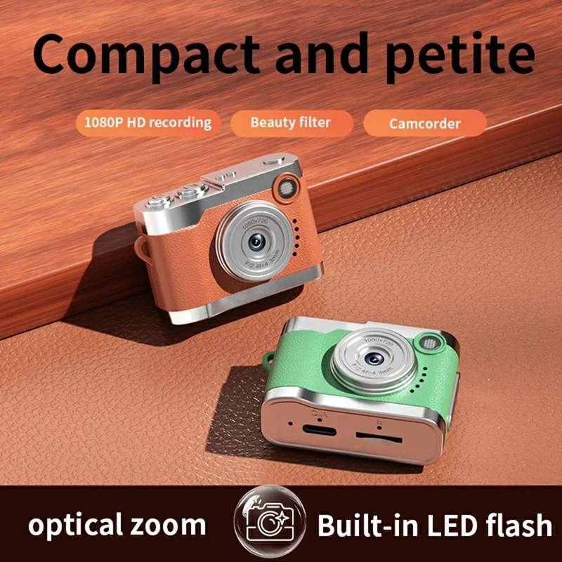 M36 0.96 Inch Mini Thumb Camera LED Flash 1080P HD Digital Camcorder with Beauty Filter for Photography - Orange