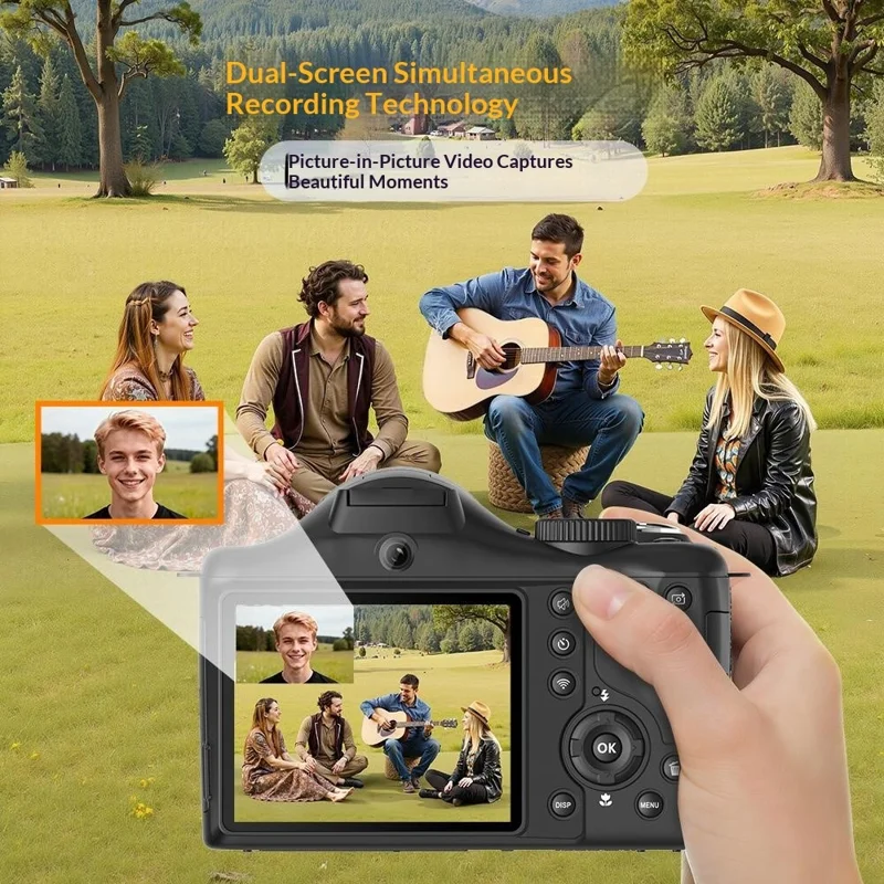 CDR7H 8K Digital Camera 75MP CMOS Sensor 40X Zoom 3.0 inch IPS Screen WiFi Vlog Camera for Photography - Black