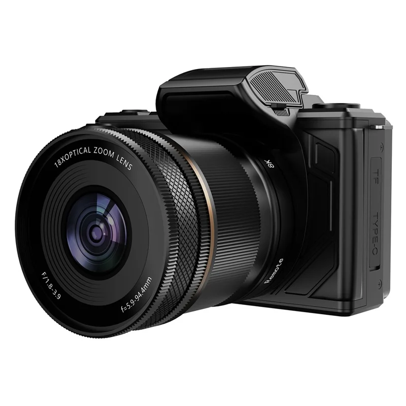 XJ18 Цифровая камера 8K, 18-кратный оптический зум, 92 МП, камера с WiFi и пультом дистанционного управления с поддержкой Bluetooth — Черный
